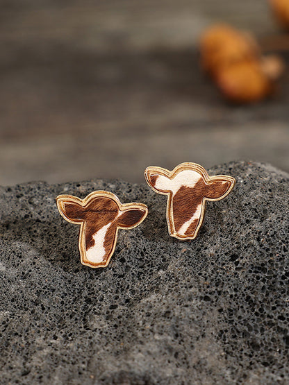 Vintage Western Cow Head Earrings