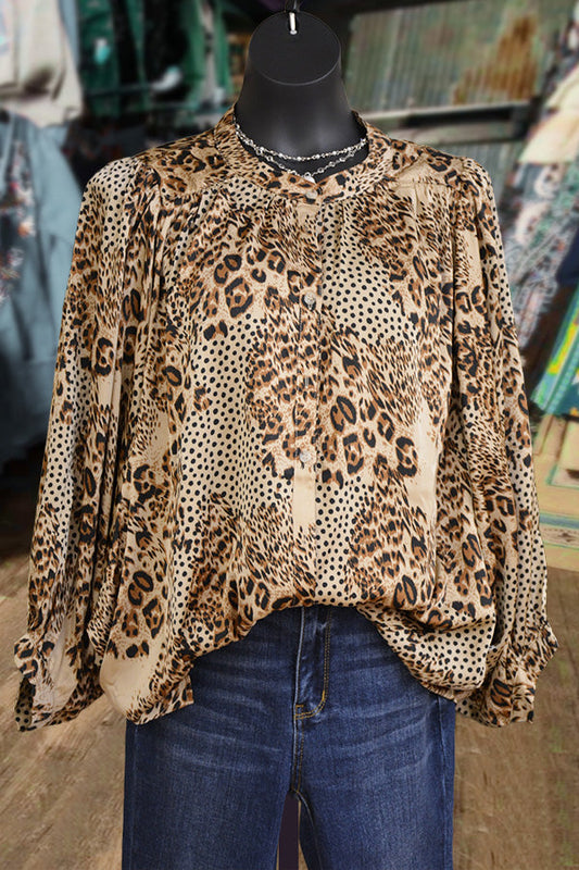 Wild Animal Print Button Blouse