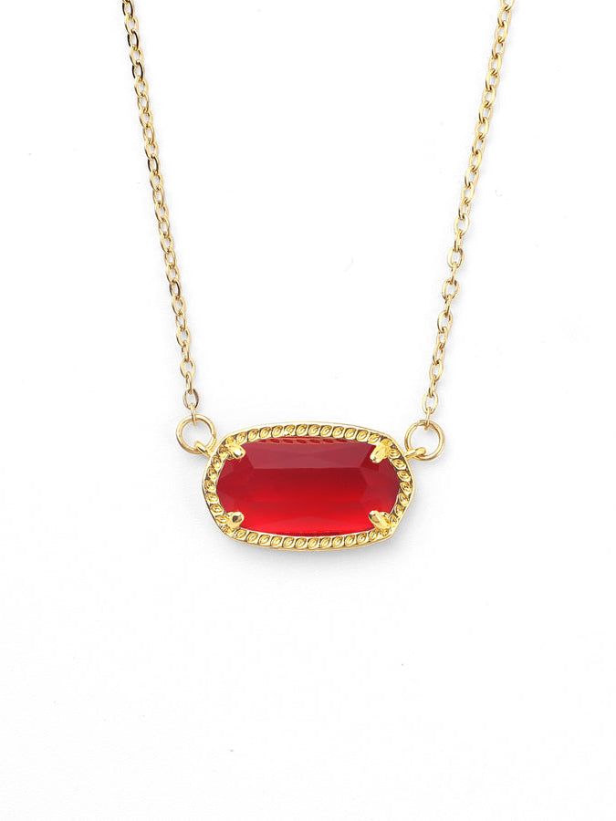 Oval Birthstone Pendant Necklace