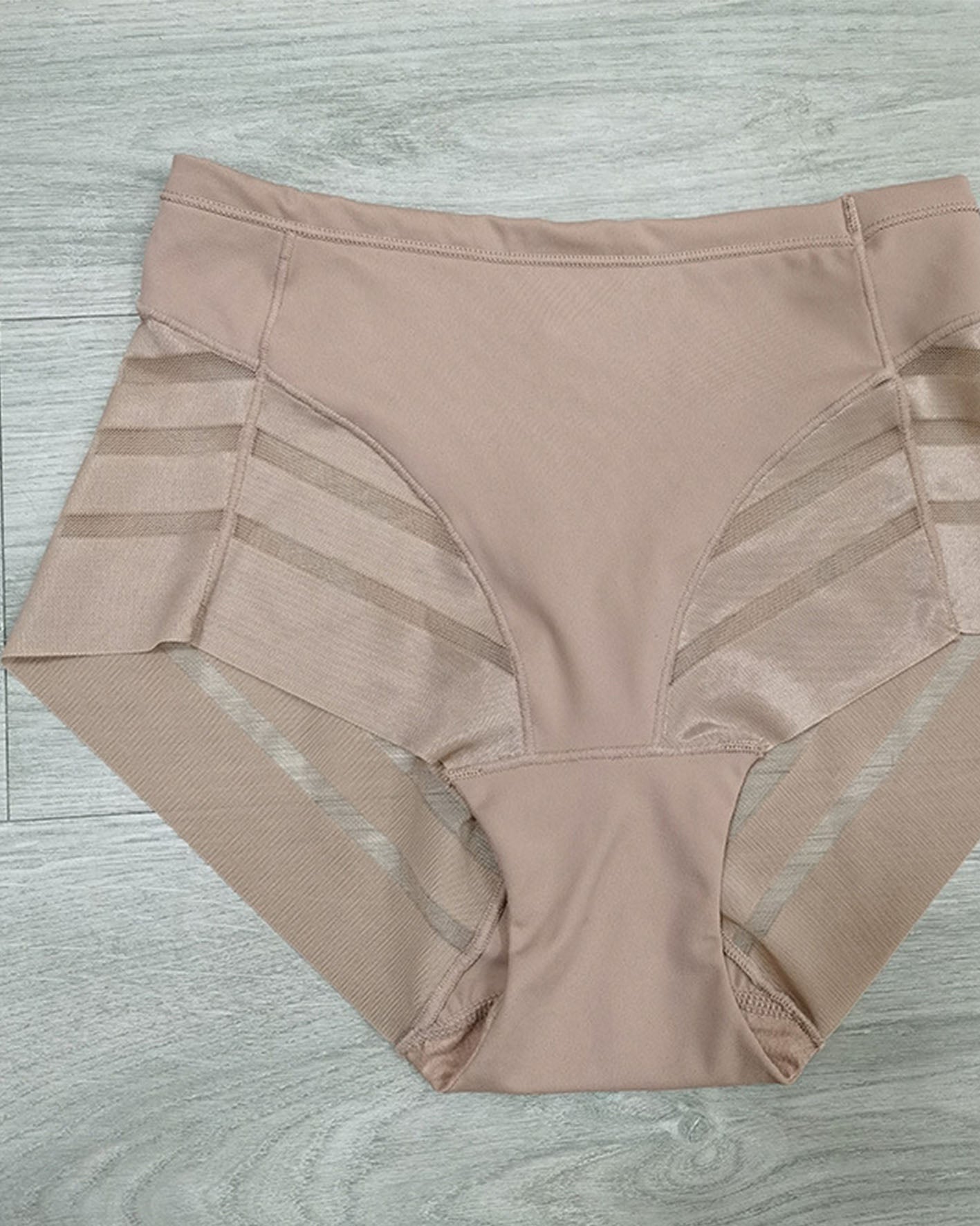 Corset Waist And Hip Lift Sheer Mesh Striped Panties