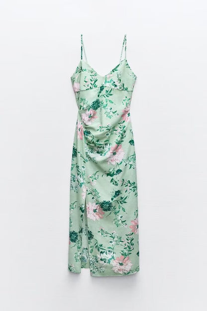 Mint Blossom Floral Slip Midi Dress