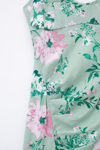 Mint Blossom Floral Slip Midi Dress