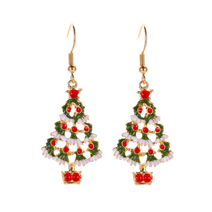 Snow Covered Hollow Christmas Tree Earrings Necklace Set