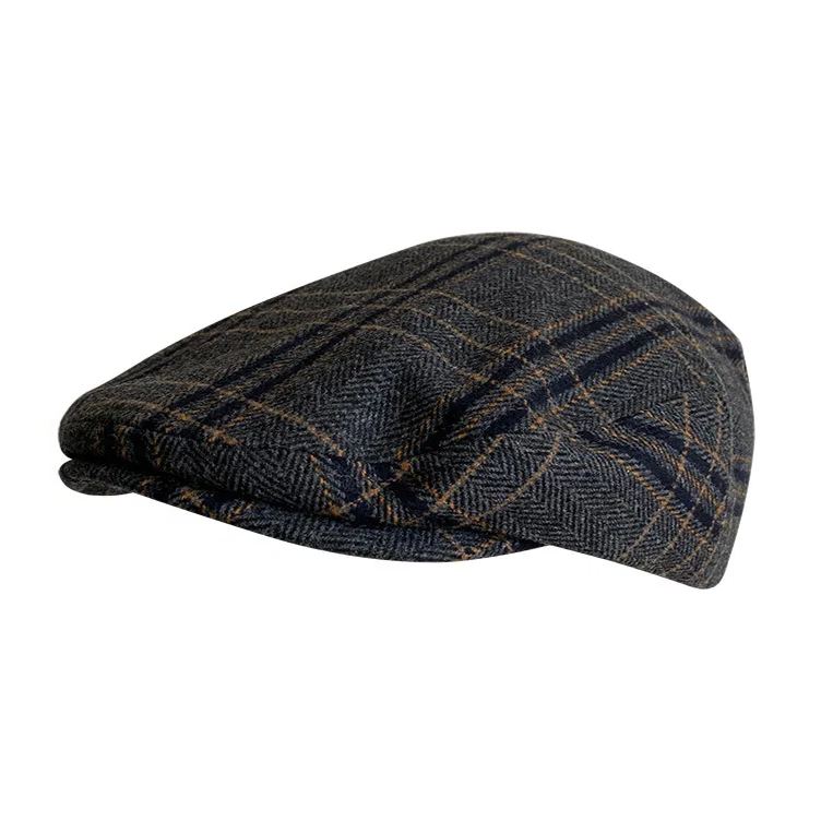 THE PEAKED Marl Flat Hat Patch-Harris Tweed