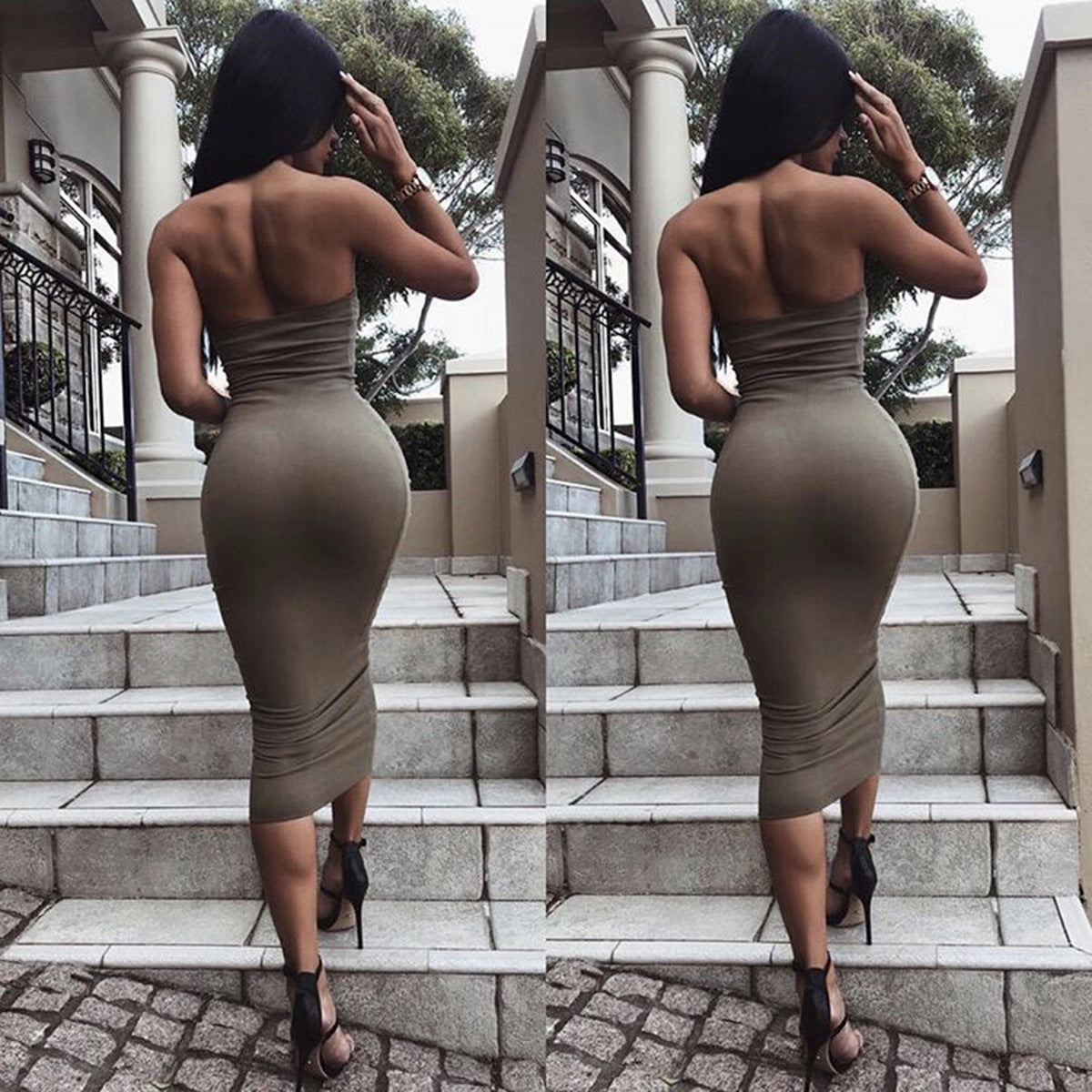 Slim-Fit Strapless Midi Dress