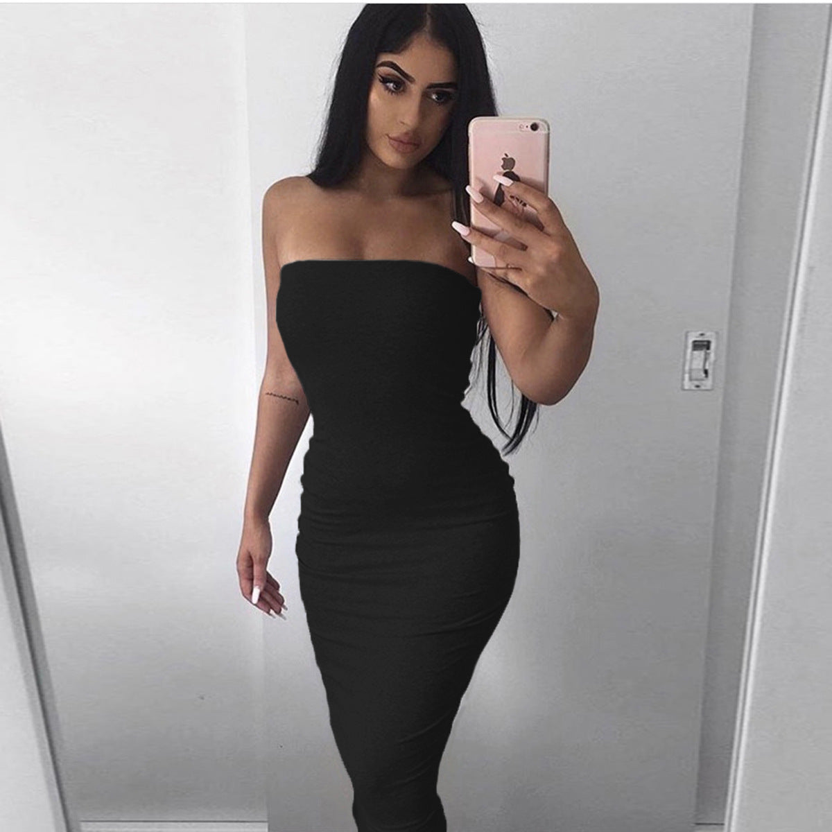 Slim-Fit Strapless Midi Dress