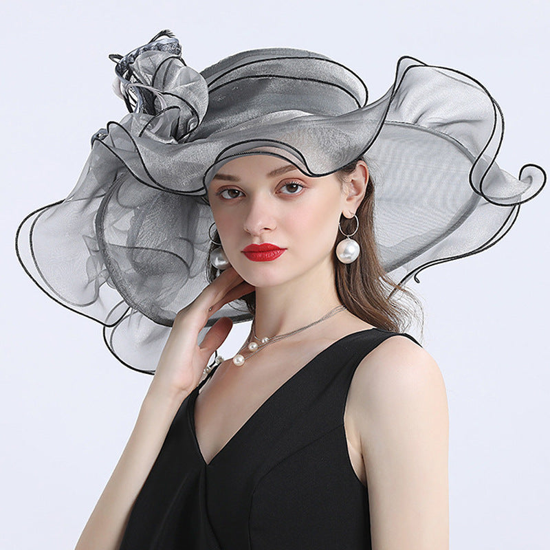 Fashionable Women's Wide Brim Organza Derby Hat