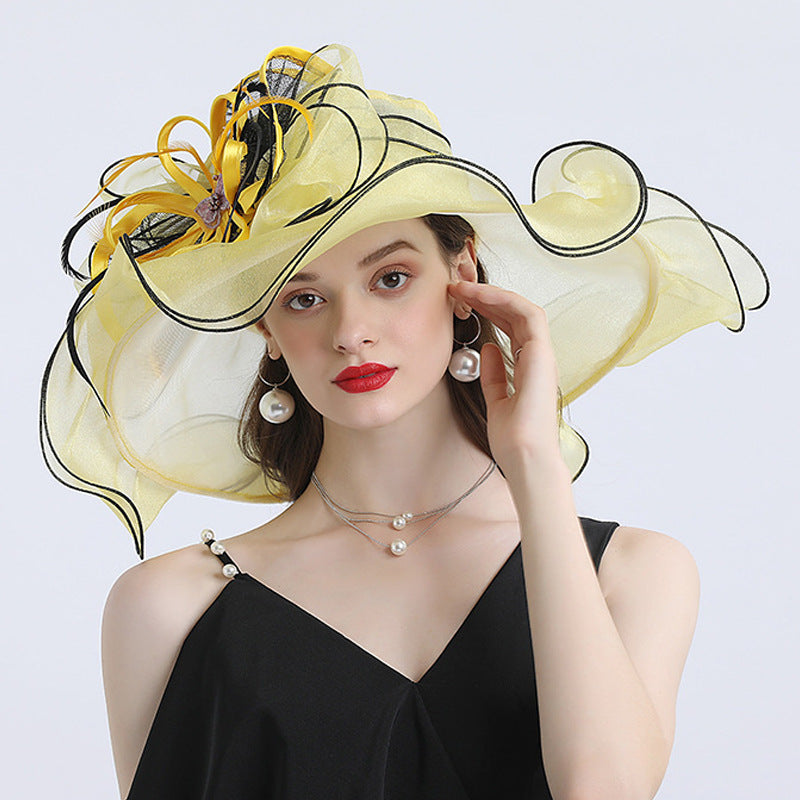 Fashionable Women's Wide Brim Organza Derby Hat