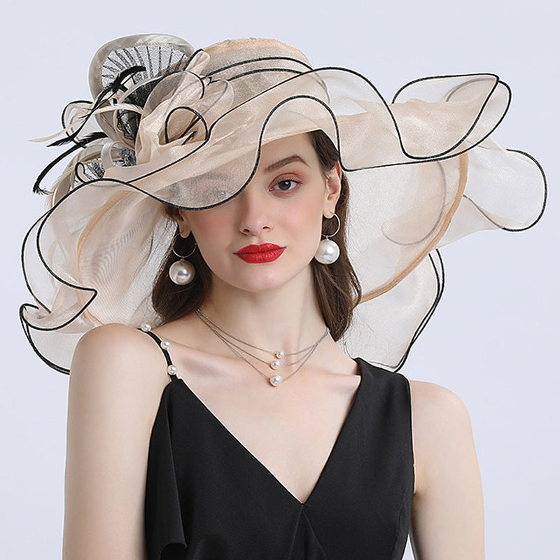 Fashionable Women's Wide Brim Organza Derby Hat