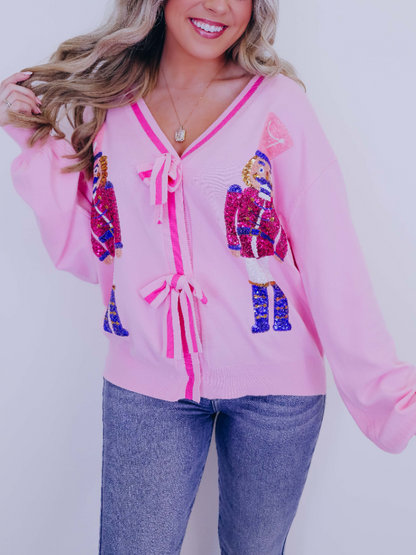 Sequin Nutcracker N Bow Cardigan - 3 Colors