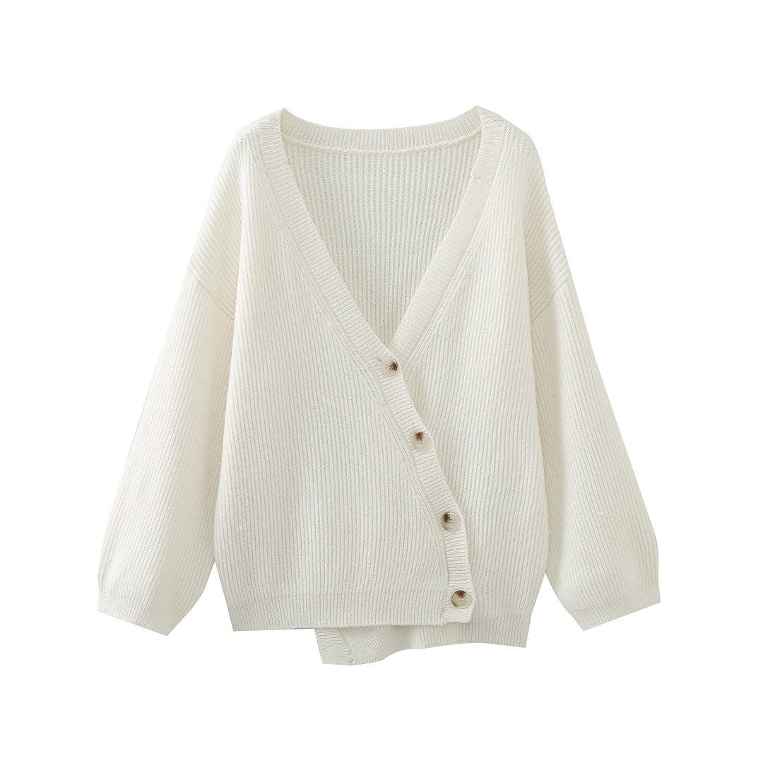 Women's Asymmetric Button Cardigan Knitted Sweater