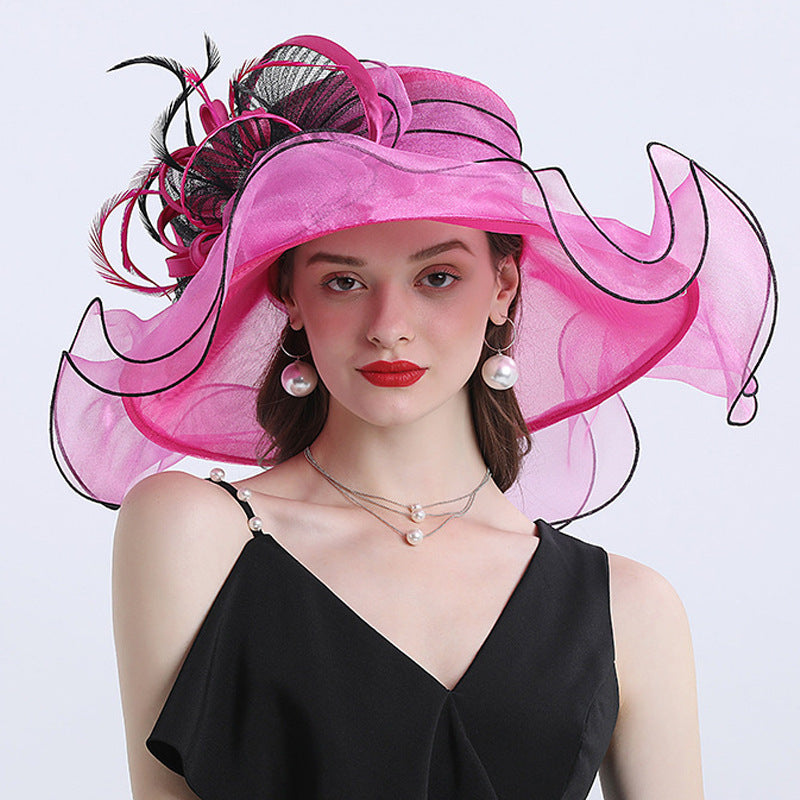 Fashionable Women's Wide Brim Organza Derby Hat