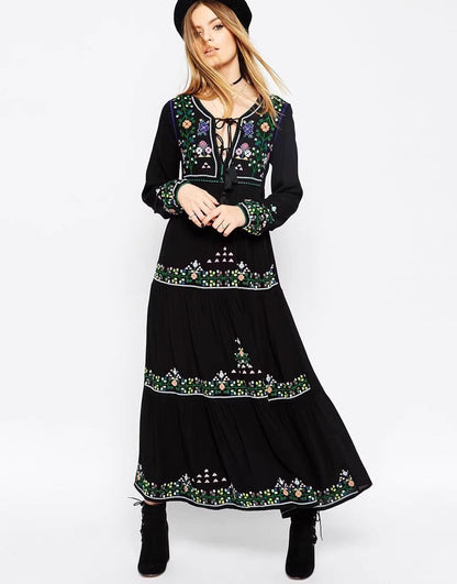 Luna Boho Embroidered Maxi Dress