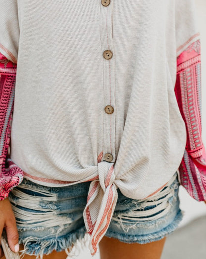 Desert Rose Tie-Front Blouse