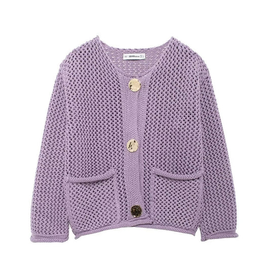 Lilac Ivy Mesh Knit Cardigan