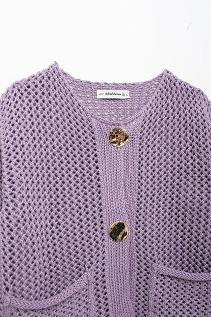 Lilac Ivy Mesh Knit Cardigan