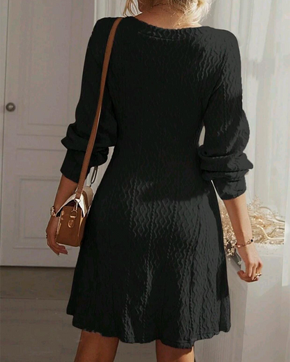 Trendy Long-Sleeved Dress With A Texture