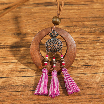 Women's Bohemian Handmade Braided Tassel Necklace