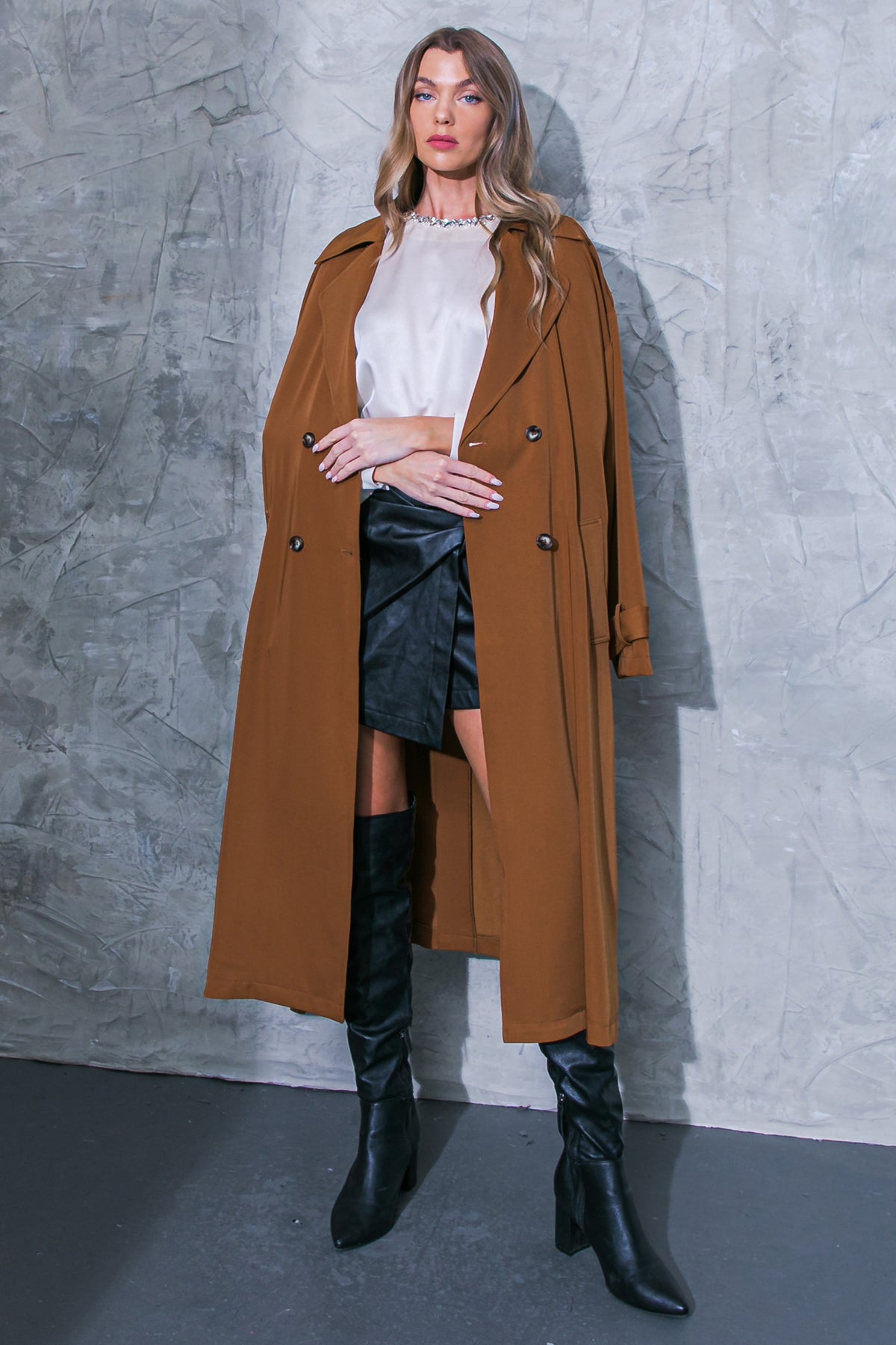 Women on the Moon Woven Trench Coat