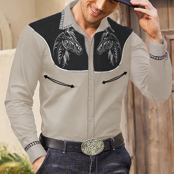 Men's Vintage Horse Western Cowboy Shirt