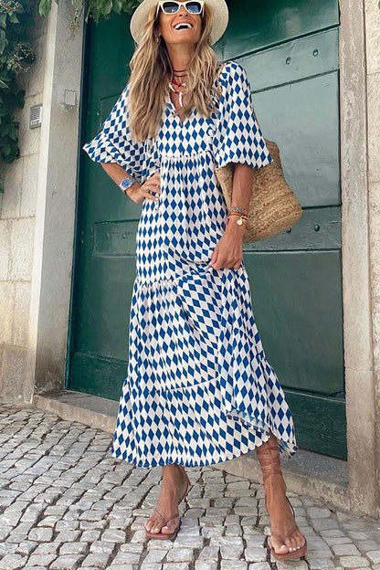 Puff Sleeve Tiered Midi Dress