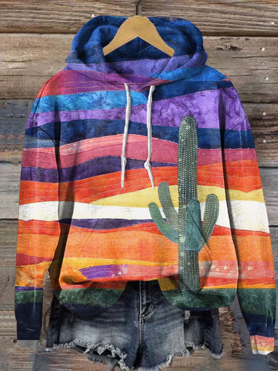 Vintage Print Casual Hoodie Sweatshirt