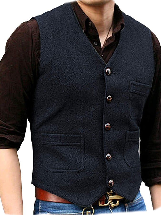 Fashion Temperament Men's Single-Breasted Slim Vest Vest