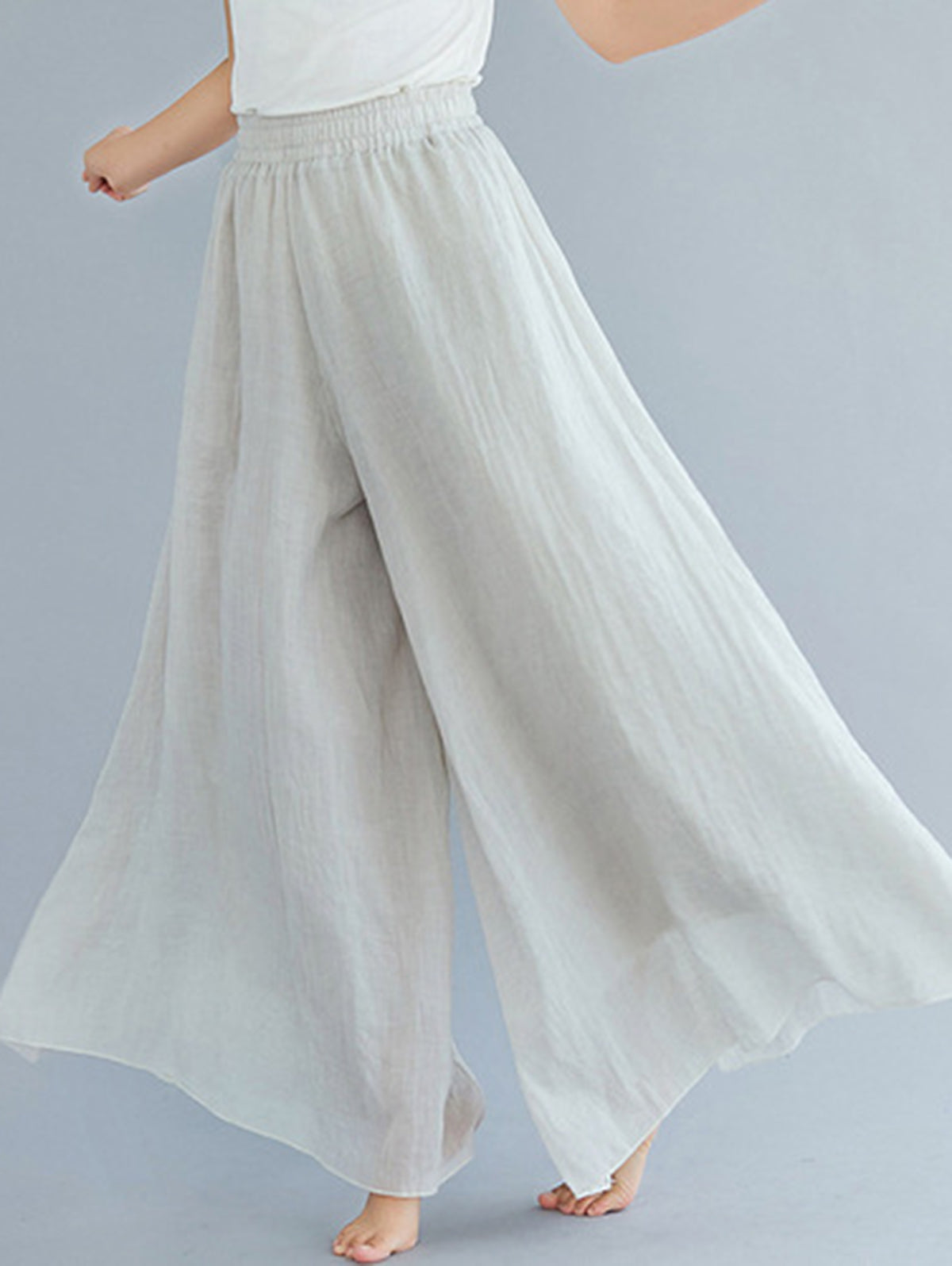 Casual Solid Elastic High Waist Wide Leg Pants