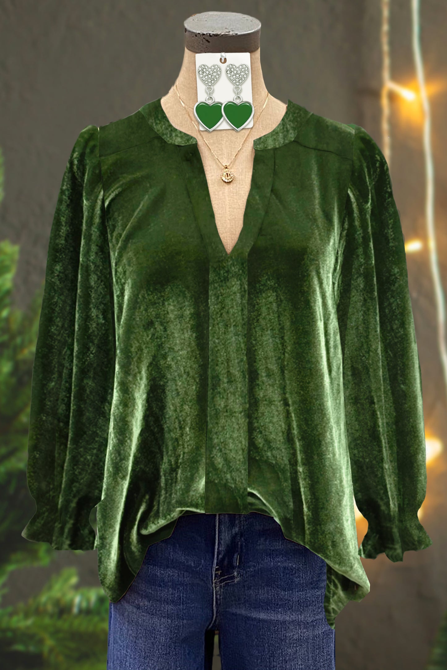 Classic Velvet Solid V-Neck Blouse