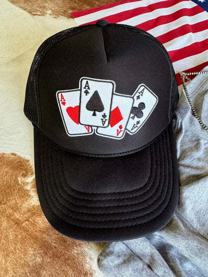 Lucky Aces Patch Trucker Hat