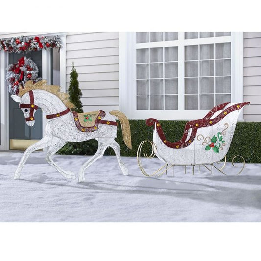 Christmas-the twinkling lawn sculpture stallion