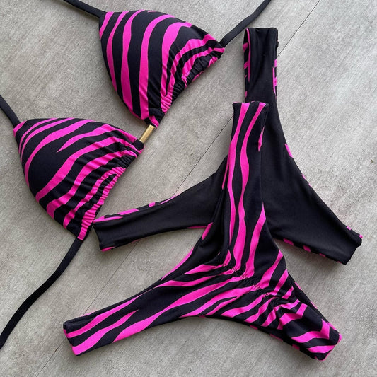 Striped Vintage Chic Bikini Set