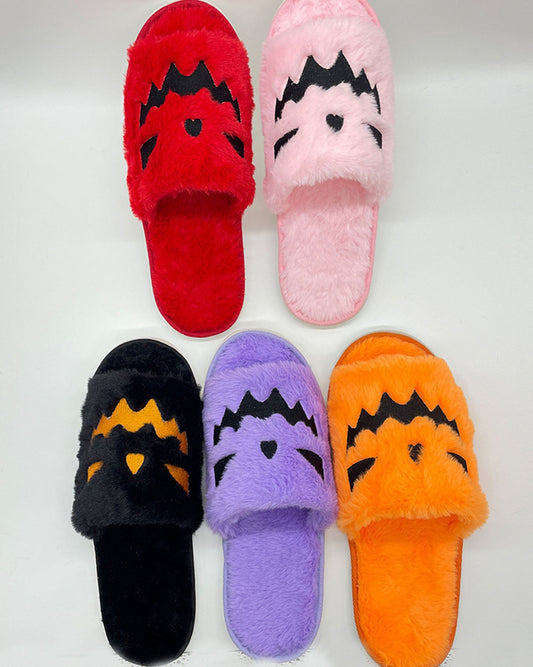 Plush Open-Toed Pumpkin Slippers