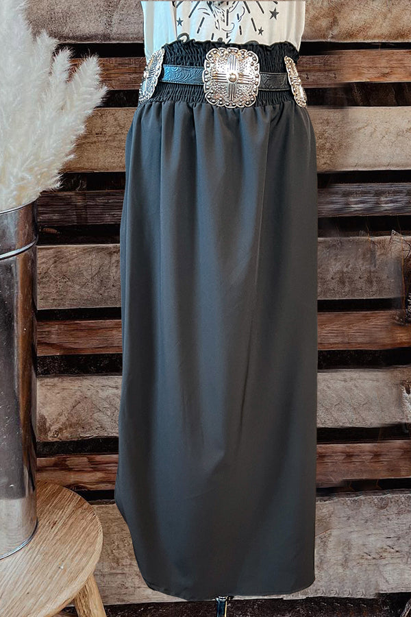 Casual High Waist Pleated Maxi Skirt