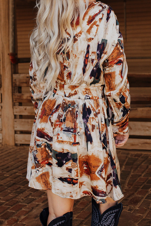 Pretty Ruffled Floral Print Long Sleeve Dress