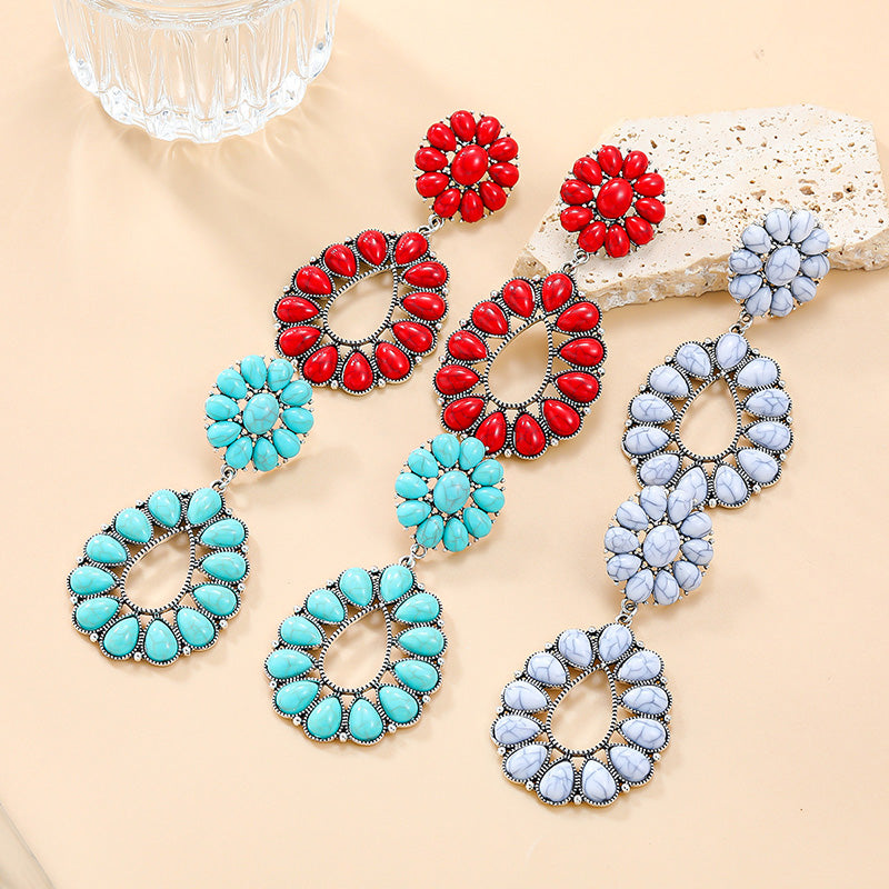 Turquoise Floral Earrings