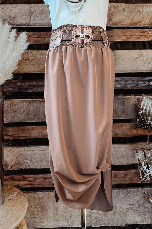 Casual High Waist Pleated Maxi Skirt