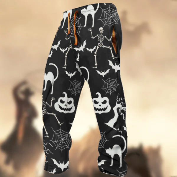 Men's Halloween Skull Print Casual Sweatpants