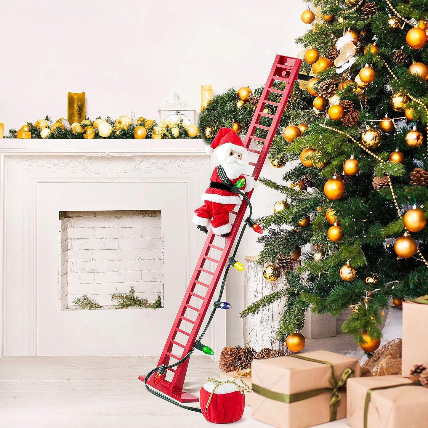 Mr. Christmas 37266 Super Climber Musical Animated Indoor Christmas Decoration, 42 Inches, Soft White Santa