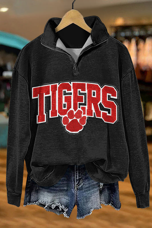 Chic Gameday Tigers Print Sweatshirt