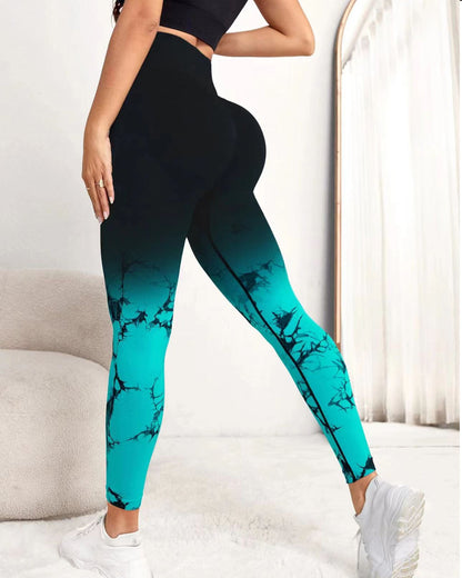 Gradient Tie-Dye Yoga Pants Seamless Women's Running Sports Pants High Waist