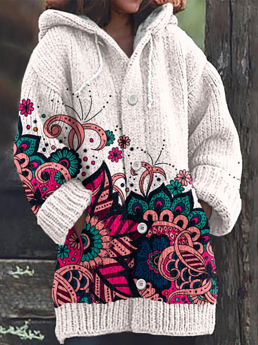 Colorful Mandala Pattern Women's Cardigan Sweater