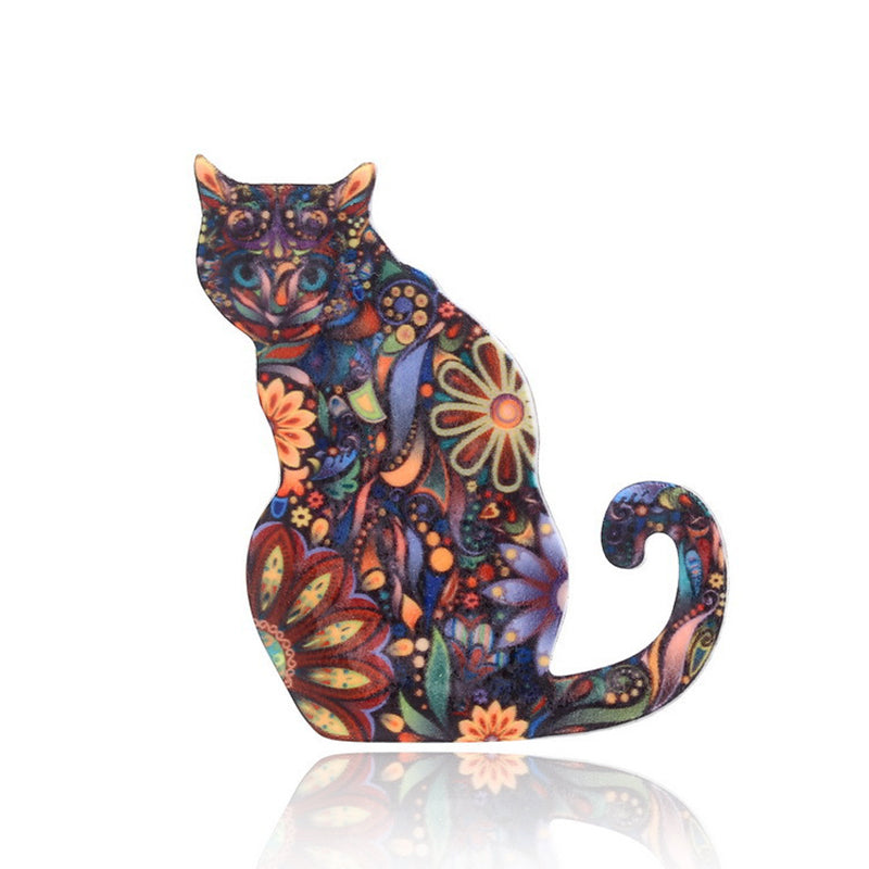 Floral Cute Cat Brooch