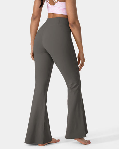 Crossover High Waisted Back Pocket Super Flare Leggings