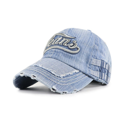 Men & Women Baseball Cap/Distressed denim Outdoor Fitted Hat