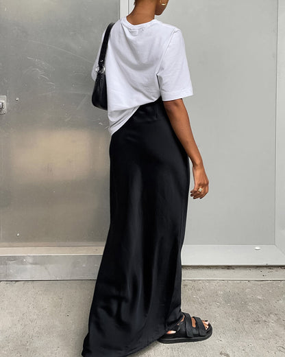 Utility Satin Maxi Skirt