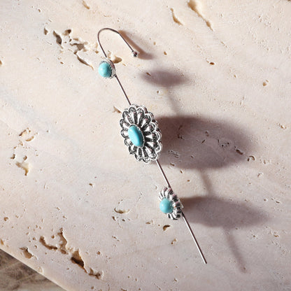 Rustic Couture's Natural Stone Navajo Concho Ear Pin Cuff Earrings