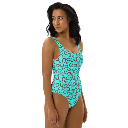 Yeehaw Turquoise Horseshoe One-Piece Swimsuit