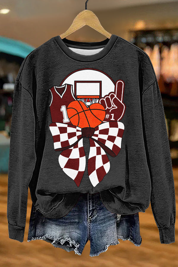 Unique Gameday Basketball Print Sweatshirt