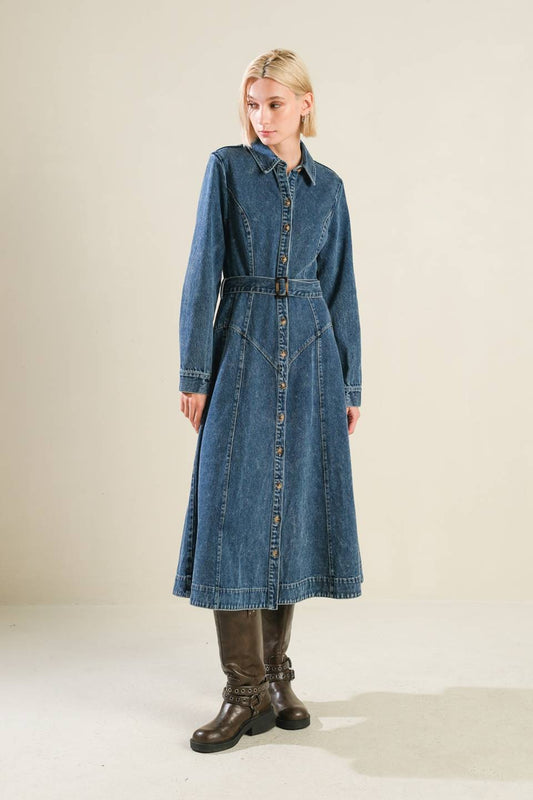 Life with You Denim Midi Western Dress